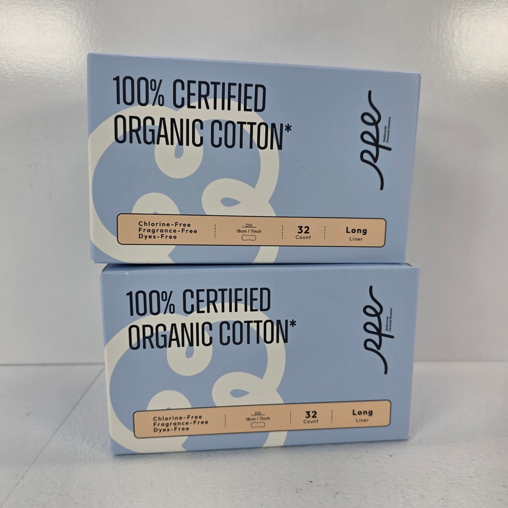 2pk RPE Rediscover Personal Essence 100% Organic Cotton Long Liners 64Ct Total